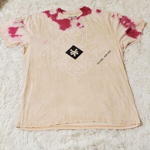 Zoo York Pink & Cream Urban Unbreakable T-Shirt, Sz Large Tie Dye Distressed Tee